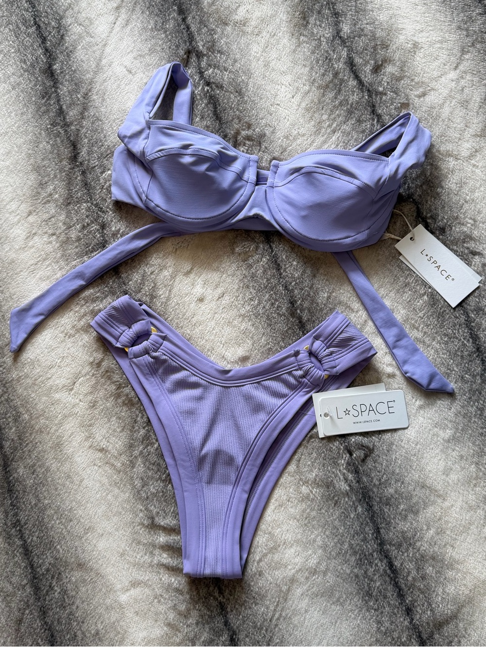 l*space Lilac Balconette Bikini Top & High-Cut Bottoms